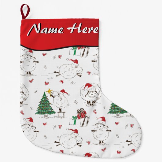 JOUW NAAM HIER - Kute kerstmis Grote Kerstsok (Voorkant)