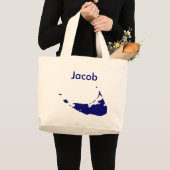 jouw naam Hier Nantucket Blue Grote Tote Bag (Voorkant (product))