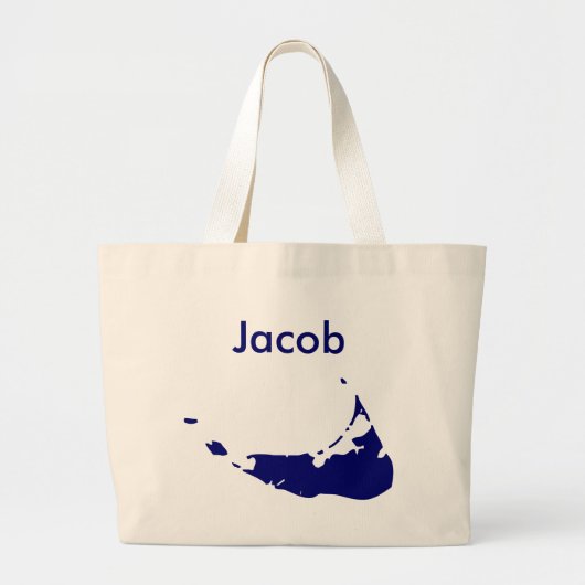 jouw naam Hier Nantucket Blue Grote Tote Bag (Voorkant)