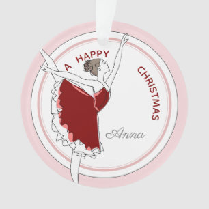 jouw naam Hier Red Ballerina kerstmis Ornament