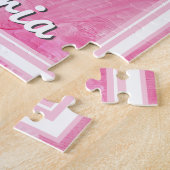 Jouw naam hier Roze Ballerina Dancer Girl Puzzle Legpuzzel (Zijkant)