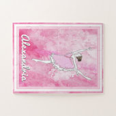 Jouw naam hier Roze Ballerina Dancer Girl Puzzle Legpuzzel (Horizontaal)