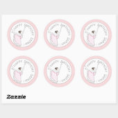 Jouw naam Hier Roze Ballerina Gelukkige Verjaardag Ronde Sticker (Vel)