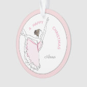 Jouw naam Hier Roze Ballerina Kerst Ornament (voorkant)