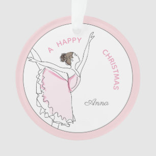 Jouw naam Hier Roze Ballerina Kerst Ornament