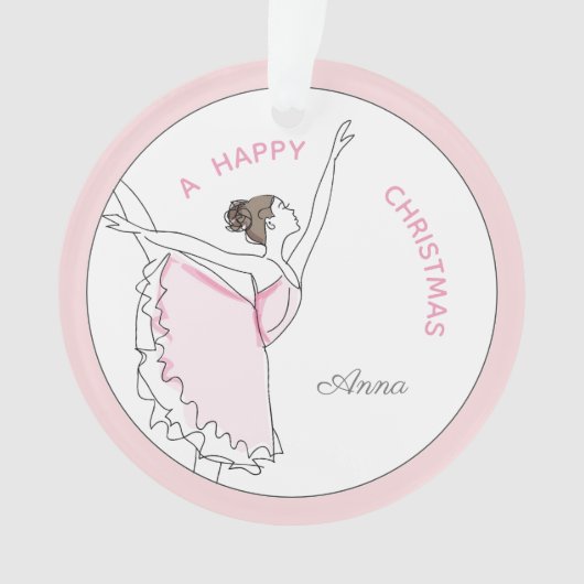 Jouw naam Hier Roze Ballerina Kerst Ornament (voorkant)