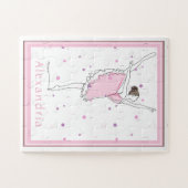 Jouw naam hier Roze Ballerina Polka Dot Puzzle Legpuzzel (Horizontaal)