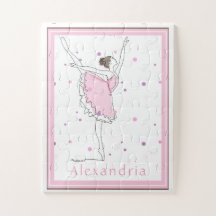 Jouw naam hier Roze Ballerina Polka Dot Puzzle