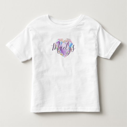 Jouw naam Hier Schattige Pastel Rainbow Heart Diam Kinder Shirts (Voorkant)