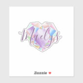 Jouw naam Hier Schattige Pastel Rainbow Heart Diam Sticker (Vel)