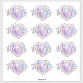 Jouw naam Hier Schattige Pastel Rainbow Heart Diam Sticker (Vel)
