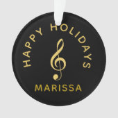 Jouw naam Hier Zwart en Goud Treble Clef Ornament (voorkant)