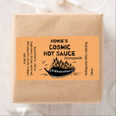 Jouw naam Hot Sauce Woodcut Flaming Chili Pepper Etiket (Insitu)