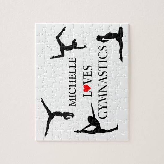 "JOUW NAAM" houdt van gymnastiek Legpuzzel (Verticaal)