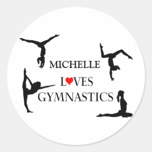 "JOUW NAAM" houdt van gymnastiek Ronde Sticker