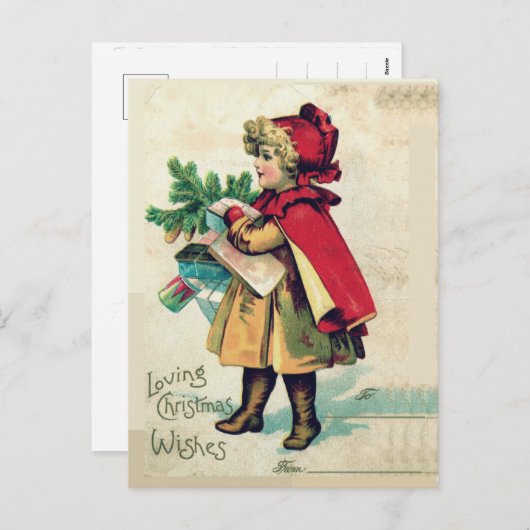 Jouw naam houdt van kerstwensen Roodkapje Feestdagenkaart (Voorkant / Achterkant)