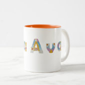 Jouw naam in akkerblokletters / Ava Tweekleurige Koffiemok (Voorkant rechts)
