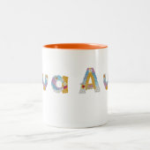 Jouw naam in akkerblokletters / Ava Tweekleurige Koffiemok (Center)