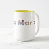 Jouw naam in akkerblokletters / Maria Two-Tone Tweekleurige Koffiemok (Voorkant rechts)