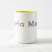 Jouw naam in akkerblokletters / Maria Two-Tone Tweekleurige Koffiemok (Center)