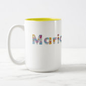 Jouw naam in akkerblokletters / Maria Two-Tone Tweekleurige Koffiemok (Links)