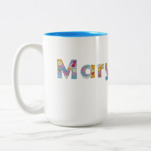 Jouw naam in akkerblokletters / Mary Two-Tone Tweekleurige Koffiemok