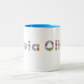 Jouw naam in akkerblokletters / Olivia Tweekleurige Koffiemok (Center)