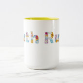 Jouw naam in akkerblokletters / Ruth Two-Tone Tweekleurige Koffiemok (Center)