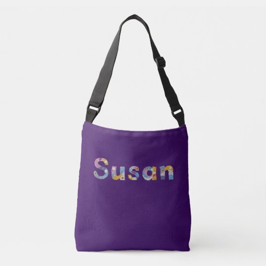 Jouw naam in akkerblokletters / Susan Crossbody Tas (Voorkant)