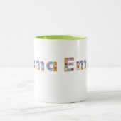 Jouw naam in artsy florale letters / Emma Tweekleurige Koffiemok (Center)