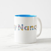 Jouw naam in artsy florale letters / Nancy Tweekleurige Koffiemok (Voorkant rechts)
