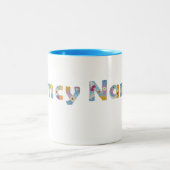 Jouw naam in artsy florale letters / Nancy Tweekleurige Koffiemok (Center)