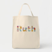 Jouw naam in artsy florale letters / Ruth Canvas t Tote Bag (Voorkant)