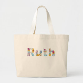 Jouw naam in artsy florale letters / Ruth Grote Tote Bag