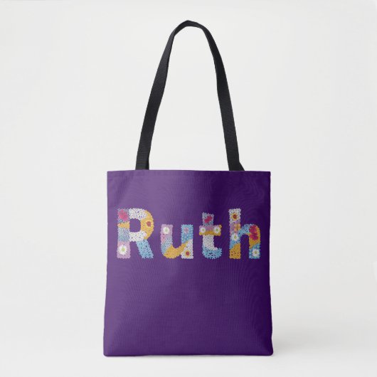 Jouw naam in artsy florale letters / Ruth Tote Bag (Voorkant)