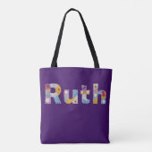 Jouw naam in artsy florale letters / Ruth Tote Bag (Achterkant)