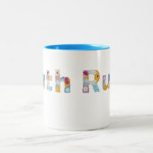 Jouw naam in artsy florale letters / Ruth Tweekleurige Koffiemok (Center)