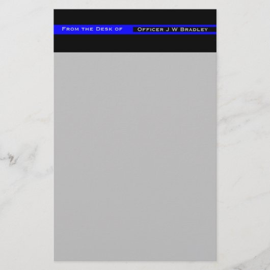 Jouw naam in de Thin Blue Line Police Support Briefpapier (Voorkant)