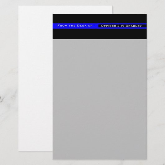 Jouw naam in de Thin Blue Line Police Support Briefpapier (Voorkant / Achterkant)