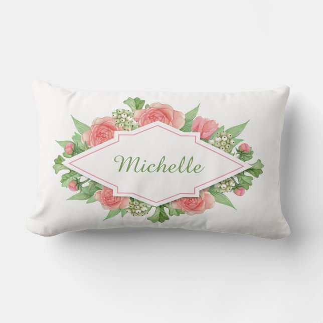 Jouw naam in een Flower Lijst gooi kussens (Voorkant)
