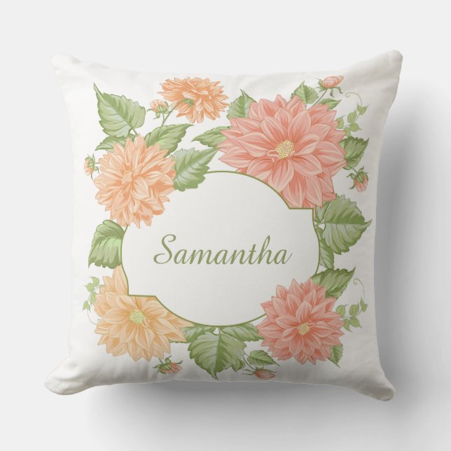 Jouw naam in een Flower Lijst gooi kussens (Voorkant)