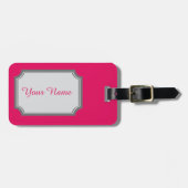 jouw naam in frambozenkleur bagagelabel (Voorkant horizontaal)
