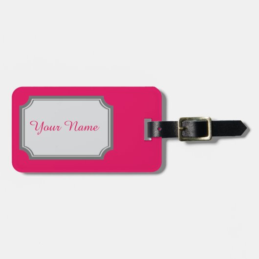 jouw naam in frambozenkleur bagagelabel (Voorkant horizontaal)