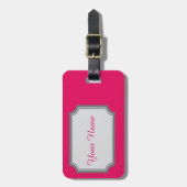 jouw naam in frambozenkleur bagagelabel (Voorkant verticaal)