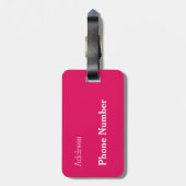 jouw naam in frambozenkleur bagagelabel (Achterkant verticaal)