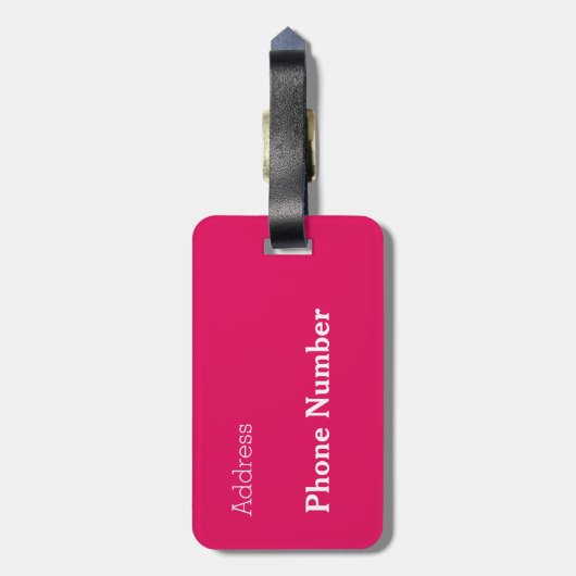 jouw naam in frambozenkleur bagagelabel (Achterkant verticaal)