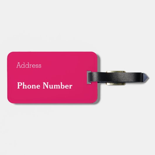 jouw naam in frambozenkleur bagagelabel (Achterkant horizontaal)