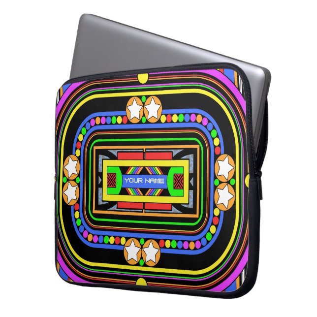 Jouw naam in licht laptop sleeve (Voorkant Links)