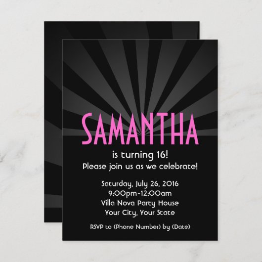 Jouw naam in Lichten Verjaardagsfeestuitnodigingen Kaart (Voorkant / Achterkant)