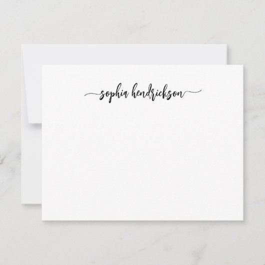 Jouw naam in Modern Script | Zwart-wit Notitiekaartje (Voorkant)